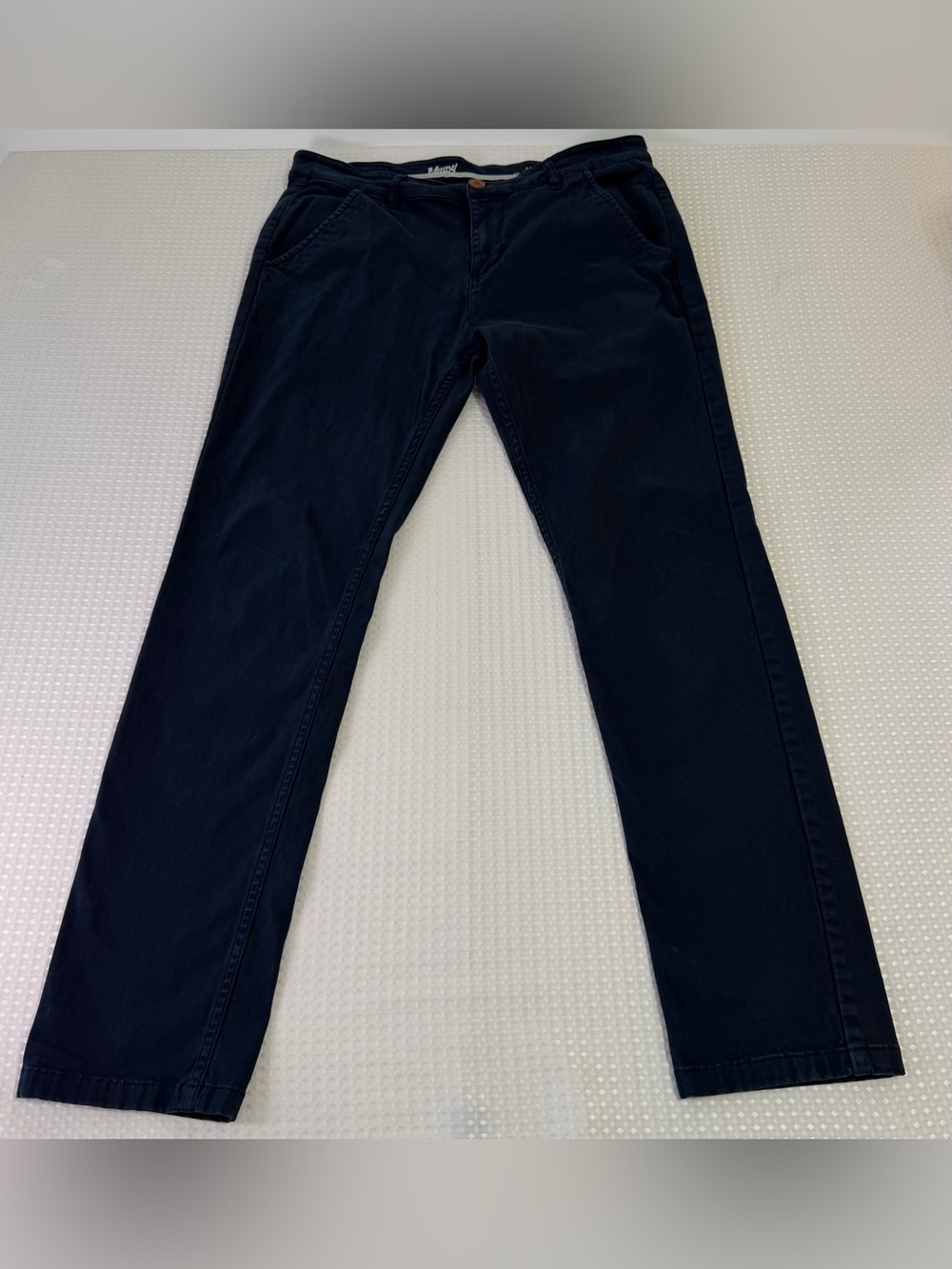 Mugsy Jeans Morgans Stretch Pants Navy Straight Flat Front Chino K3PNNV Sz 36X34
